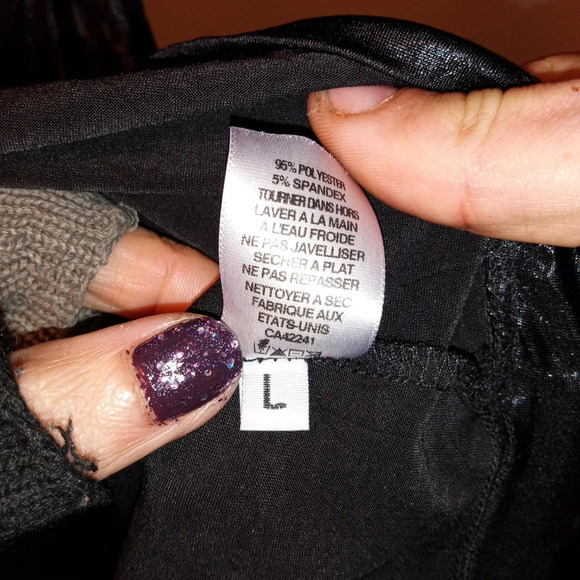 shiny wet look black scoop neck tank top Large - Picture 2 of 5